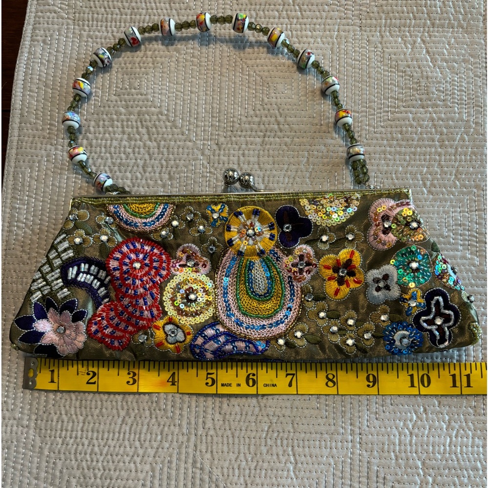 Vintage Beaded Evening Ladies Purse With Beaded Handle- Great Condition - Picture 3 of 8
